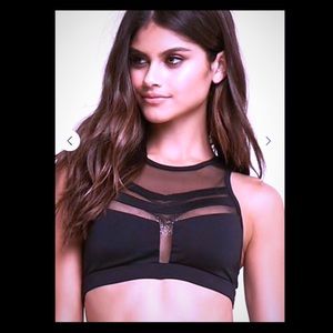 New Forever 21 strappy black & silver sports bra